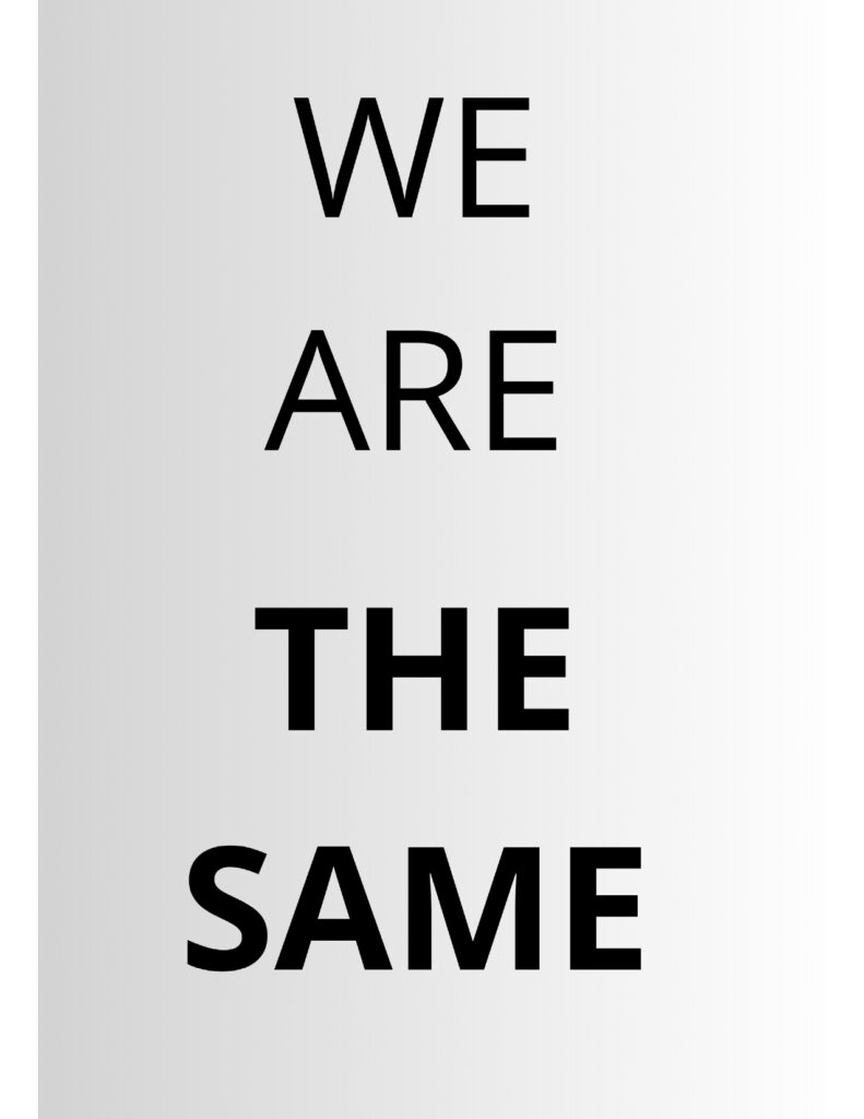 Couverture du zine We are the same avec le titre en grandes lettres noires