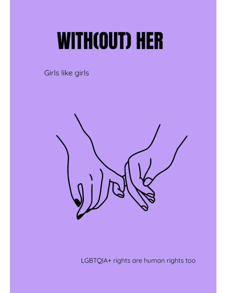 Couverture du zine With(out) Her sur la lesbophobie
