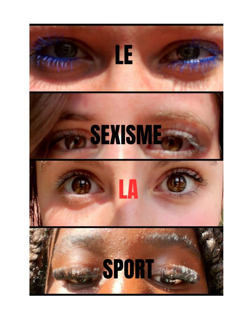 Couverture du zine Le sexisme, le sport avec plusieurs portraits en gros plan