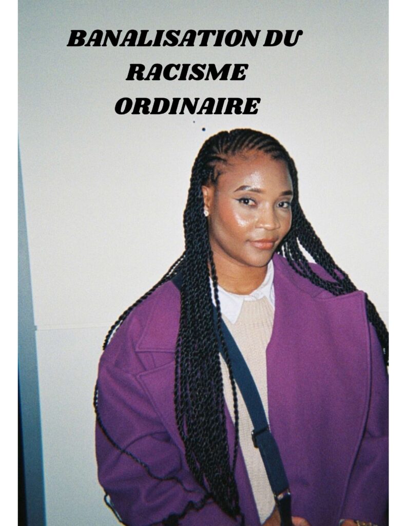 Couverture du zine Banalisation du racisme ordinaire avec le portrait d'une jeune femme